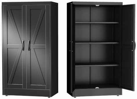 GAIOUS 43.3'' Tall Kitchen Pantry Cabinet, Black Metal Storage Cabinet by GAIOUS