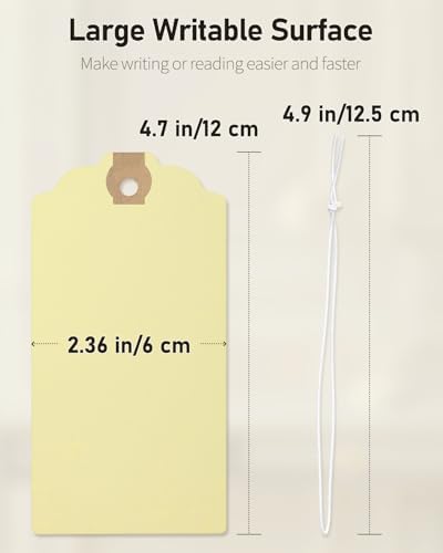 Uniclife 72 Pcs Blank Shipping Tags with Elastic String Attached Cardstock Paper Hang Tags with Reinforced Eyelet Large Marking Price Tag Inventory Label Tag, Beige (4.7" x 2 3/8") - Image 6