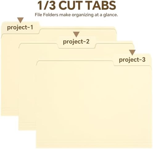 File Folders,50 Pack Manilla Folders 8.5x11,1/3 Cut Tabs Manila File Folders Letter Size for Easy Labeling and Organization,Vanilla Folders Great for Documents Home School Classroom Office Supplies - Image 5