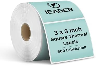 iEager Green 3" x 3" Square Thermal Label Stickers, 500 Labels/Roll by ReliableThermalLabelsYouCanCountOn