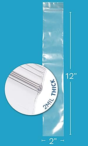 2" x 12" Long Zip Bags, 12000 Pack, 2 Mil, Reclosable, Clear Plastic, GPI - Image 2