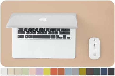 Leather Desk Mat - Small Non-Slip PU Desk Pad for Office and Home - Desk Organization and Accessories - Ideal for Large Mouse Pad and Small Desk Mats on Top of Desks (Apricot,23.6"x 13.8") by HOMIEAZICOZI
