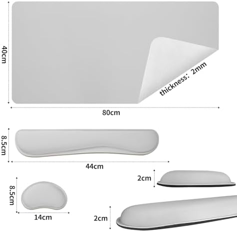 Bloss Leather Desk Pad and Keyboard Wrist Rest, Large Mouse Pad + Keyboard Pad+Mouse Wrist Support, Non-Slip Desk Mat Protector for Office, Home(31.5×15.7 Inches, Light Grey) - Image 5
