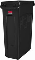 Rubbermaid Commercial Products Slim Jim Plastic Rectangular Trash/Garbage Can With Venting Channels, 23 Gal, Black, for Kitchen/Office/Workspace by RubbermaidCommercialProducts
