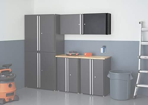 Trinity 24 Inch Garage Wall Storage Cabinet, 22 Gauge Steel, Wall-Mount, Adjustable Shelf and Reversible Door for Tools, Cleaning Supplies, and More, Black - Image 2