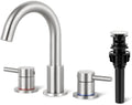 Bathroom Faucet 3 Hole Brushed Nickel, 2-Handle Widespread Faucet by IUERASD