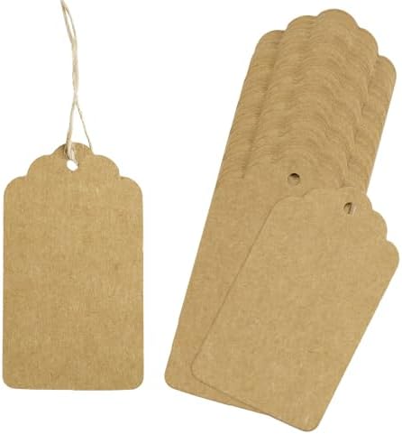 joycraft 200Pcs Gift Tags with String Attached 2.8x1.6 in Brown Price Tag by joycraft