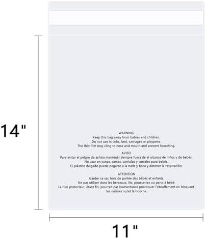 11" x 14" (1000 Count) Clear Poly Bags with Suffocation Warning - Image 2