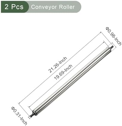 YOKIVE 2 Pcs Conveyor Roller, Stainless Steel Roller Replacement | Smooth Movement, Great for Factories, Warehouses Use (Silver, 1 Inch Dia, 20 Inch Length) - Image 2