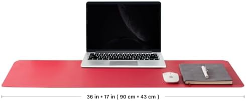 Leather Desk Mat - Non-Slip PU Desk Pad for Office and Home - Desk Organization and Accessories - Ideal for Large Mouse Pad and Desk Mats on Top of Desks (Rose Red,36"x 17") - Image 2