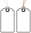 Anwyll Gift Tags with String - 100Pcs Black Gift Bag Tags Personalized White Blank Hanging Paper Label Tag for Baby Shower Birthday Party Wedding Christmas Favor Present by Anwyll