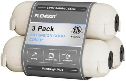 [3 Pack] Flemoon Outdoor Extension Cord Safety Cover with Waterproof Seal by FLEMOON