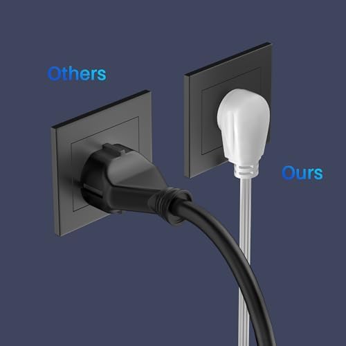 3-Outlet Flat Extension Cord 5 FT, 3 Prong Angled Plug, SPT-3, Power Strip - Image 4
