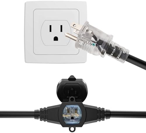 oviitech 25FT Power Extension Cord 3 Prong, 14 Gauge SJTW 5-15R Male Plug to Female Connector,7 Outlet Cable,Multiple Evenly-Spaced Plug,Suitable for Stage Setting or Outdoor. - Image 2