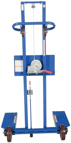 Vestil LLPW-500-4SFL Steel Low Profile Lite Load Lift with Winch, Swivel Casters and Manual Floor Lock 20 in. x 20 in. Platform 400 Lb. Capacity Blue - Image 4