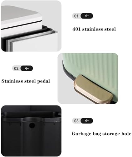 Stylish Stainless Steel Smart Trash Can with Soft Close Lid Step Open Pedal Fingerprint Proof Retro Design 6/13 Liter Capacity Bathroom Wastebasket (Orange) - Image 3