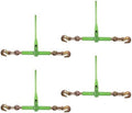 Mytee Products 4 Pack 5/16"- 3/8" Heavy Duty Hi-Viz Green Ratchet Chain Binder w/ 5/16" Grab Hook & 1/2" Slip Hook, 5,400 Lbs WLL - Tie Down Hauling Load Binders for Flatbed Trailers by MyteeProducts