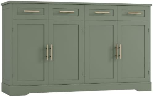 HOSTACK Sideboard Buffet Cabinet with Storage, Kitchen Cabinet, Green/Gold by HOSTACK