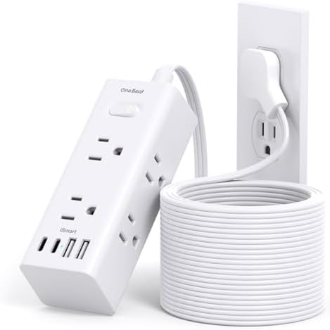 One Beat 20Ft Extension Cord with Multiple Outlets,Flat Plug Power Strip by OneBeat