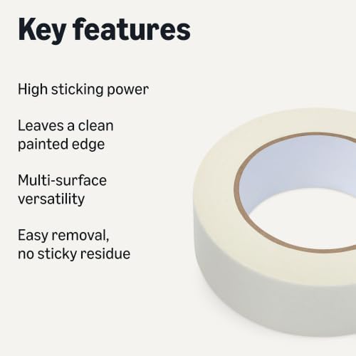 Amazon Basics Multi-Surface Masking Tape for Labeling, 1.41" x 60 Yards, Beige, 1 Roll - Image 2