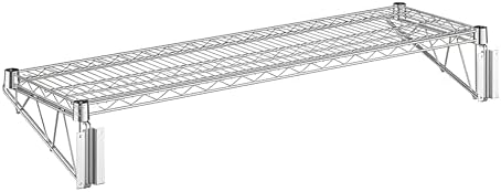 14" x 48" Wire Chrome Wall Mount Shelf, Commercial Fixed Wall Mount Rack, NSF, Metal Floating Shelving for Kitchen, Stock Rooms, Home and Hotel by Zedfire