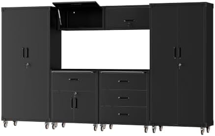 6-Piece Garage Storage Cabinets System Heavy Duty Workshop Set by FLIXELIO