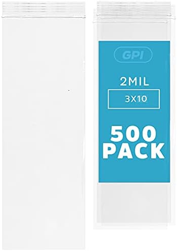 3" x 10" Zip Bags, 500 Pack, 2 Mil, Reclosable for Incense Packaging, GPI by GPI