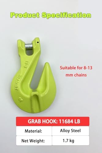 Clevis Grab Hooks 11684 lbs 2Pack Heavy Duty Chain Hook for Truck Trailer Chain Forged Alloy Steel Chain Hook for Transport【2Pack *5.3t】 - Image 2