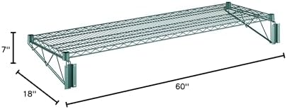 18" x 60" Wire Green Epoxy Wall Mount Shelf, Commercial Fixed Wall Mount Rack, NSF, Metal Floating Shelving for Kitchen, Stock Rooms, Home and Hotel - Image 3