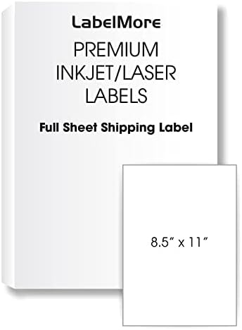 LabelMore 8.5 x 11 Full Sheet Sticker Label for Laser & Inkjet Printers, 10000 mailing Shipping Labels, White - Image 2
