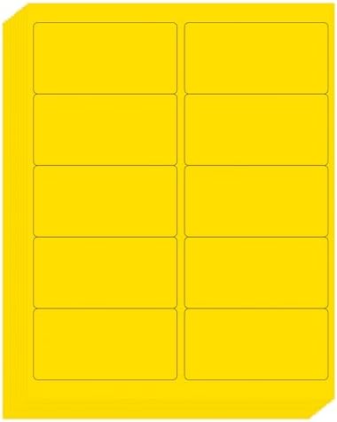 LLIKED 2" x 4" Neon Fluorescent Yellow Labels 300 Labels 30 Sheets by LLIKED