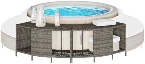 Storage Shelves for Hot Tub 2 Pcs Gray Poly Rattan - Image 4