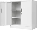 Wanfu Metal Storage Cabinet, 36" H Locking Storage Cabinet with 2 Adjustable Shelves for Garage, Home, Office, Utility Room-White by Wanfu