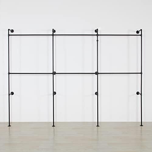 Modern Simple Industrial Pipe Clothing Rack, Display Stand Wall Mounted Clothes Garment Rack Heavy Duty Hanging Clothes Rods Bar for Closet Storage, 134in Black - Image 7