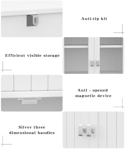 Akxomel 53.1" Tall Bathroom Cabinet 6 Doors Linen Floor Storage Cabinet - Image 6