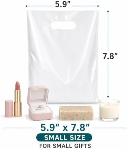 Small White Plastic Shopping with Handle Bag Small Business Store Retail - Image 3