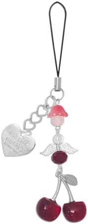 Phone Charms Strap Cute Cherry CellPhone Straps Aesthetic Pink Red Black BlueCherry Phone Chain for Camera Keychain Bag Pendant Decor Gift by Unknown