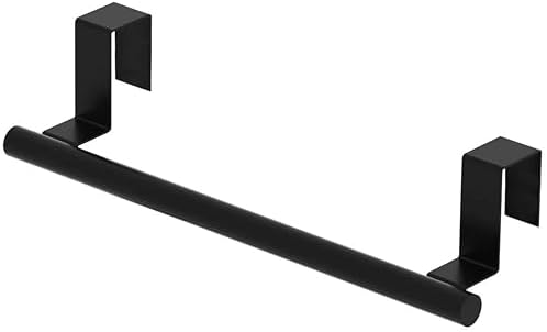 Cabinet Door Towel Bar, Kitchen Towel Holder, Matte Black, Single by Qflushor