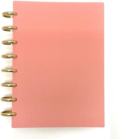 Talia Discbound Notebooks, Planner, Customizable, With 1" Gold Discs (Salmon, Junior (5.5in x 8.5in)) by Talia