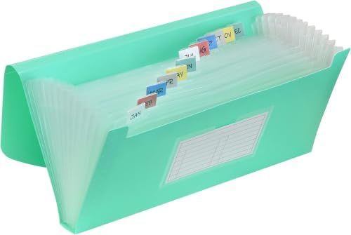 C-Line 13-Pocket Poly Expanding File, 10 x 5 Inches, Junior Size for Receipts and Checks, Includes Tabs, 1 File, Color May Vary (58710) Junior Size (Pack of 12) by C-Line
