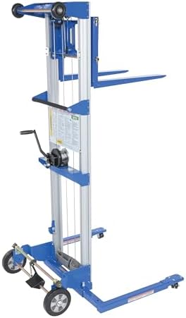 Vestil A-LIFT-S-EHP Aluminum/Steel Adjustable Straddle Manual Hand Winch Lift Trucks 350 Lb. Capacity Silver/Blue - Image 4