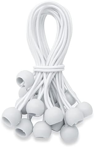 6 Inch Ball Bungee Cords, Heavy Duty UV Resistant Elastic Strap, Reusable Tie Down Cord with Balls, Indoor Outdoor Cords for Golf Net, Soccer Goals, Camping, Tent Poles, Hose (White, 20 Pack) by RopesAndNets