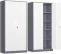 INTERGREAT Metal Storage Cabinet, 72” H Storage Cabinet with Doors and Adjustable Shelves for Office, Home, Garage, Pantry (Assembly Required, Grey White) by INTERGREAT