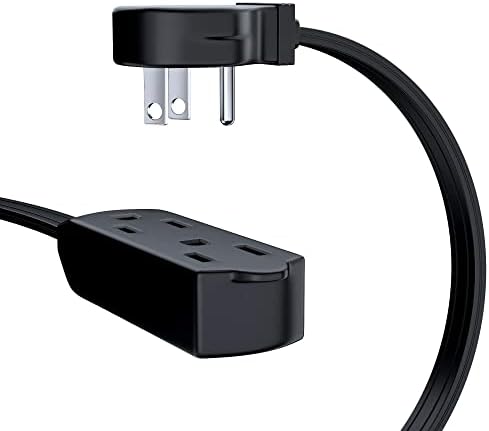 Maximm 3 Ft Flat Angled Plug Extension Cord, 3-Outlet, Black, UL 2 Pack - Image 2