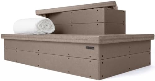 DENKOE Heavy Duty Hot Tub Steps with Storage - Waterproof, Non-Slip & No Maintenance - Large 700LBS Capacity - Multi Angle Access - Ideal for Spa Steps, Hot Tub Stairs - Brown Spa Step for Outdoor by DENKOE