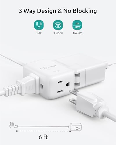 6FT Flat Plug Two Prong Extension Cord, 2 Prong to 3 Prong Outlet Adapter - Image 4