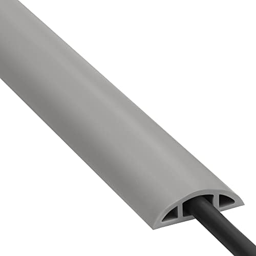 Cord Cover Floor 6ft Grey, PVC Floor Cable Cover, Cord Hider Floor Cord Protector Prevent Cable Trips & Protect Wires, Floor Cable Management Hide Cords on Floor, Cord Cavity - W0.47 x H0.28 by ZhiYo