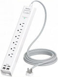 Power Strip Surge Protector - 2ft Short Extension Cord by Addtam