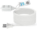 TiFFCOFiO Indoor Extension Cord, 2 Prong 15 Feet Extension Cord, 3 Polarized Outlets with Safety Slide Windows,13A/1625W, 16 AWG, 1 Pack by TiFFCOFiO