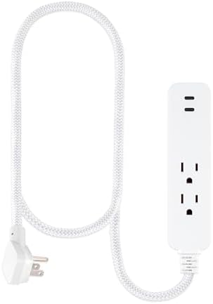 GE 2 USB C Extension Cord Power Strip, 2 Outlets, 4 Ft Braided Cord - Image 2